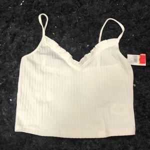 NEW LUSH WHITE TANK W/ RUFFLES